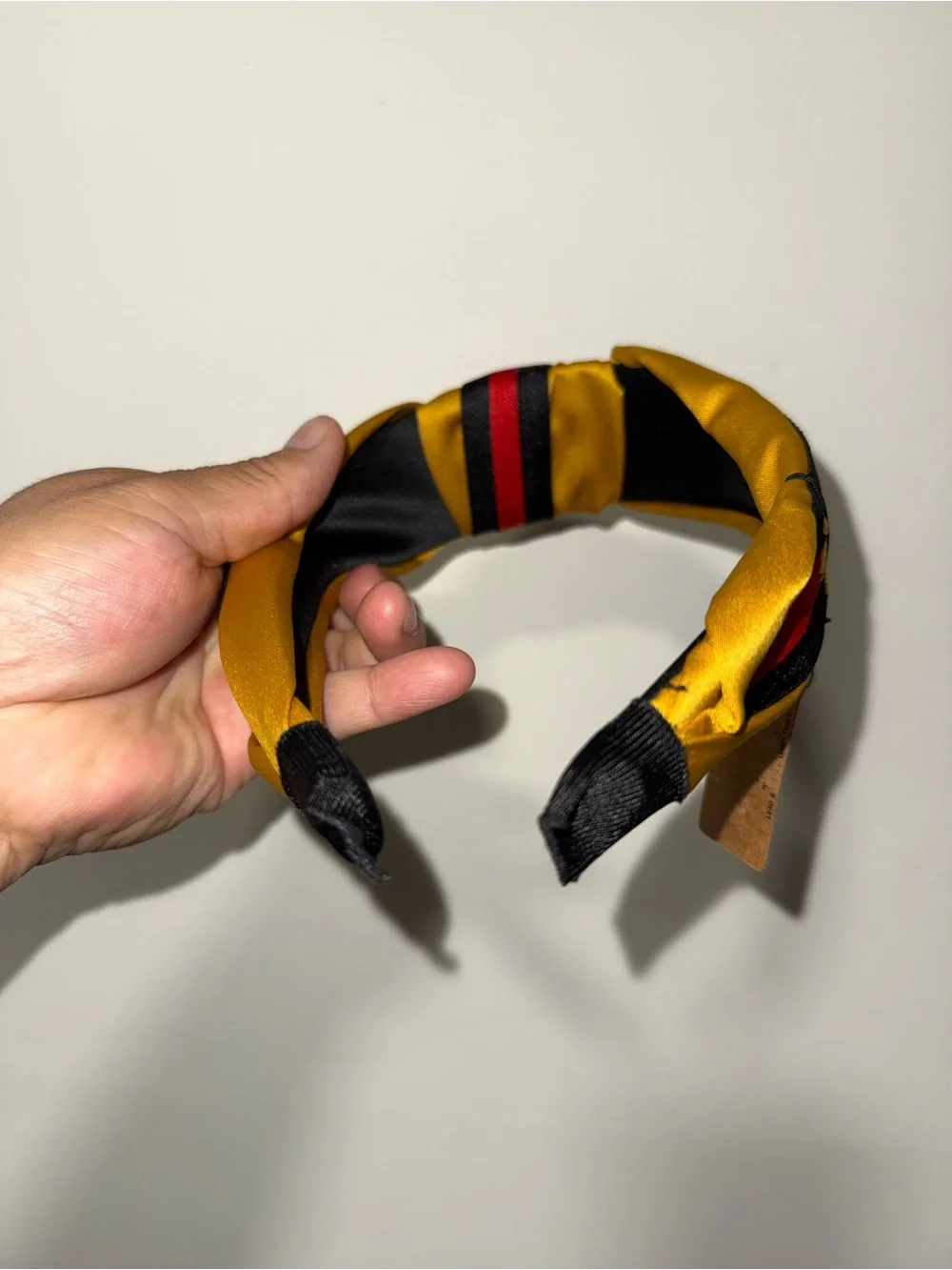 Knotted Stripe Headband with Embroidered Bee - Yellow, Black & Red